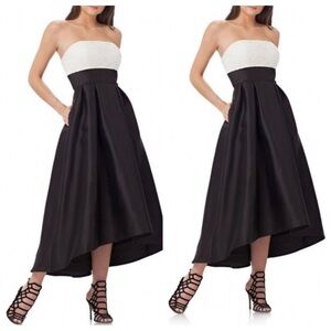 Carmen Marc Valvo Black and White High Low Dress